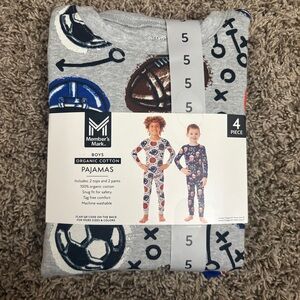 Member's Mark Boys' Organic Cotton Pajama Set - Gray and Blue Sports Theme